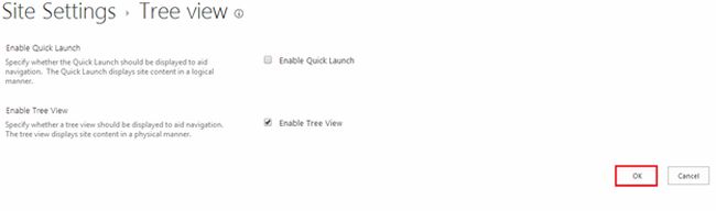Enable Tree View option in sharepoint